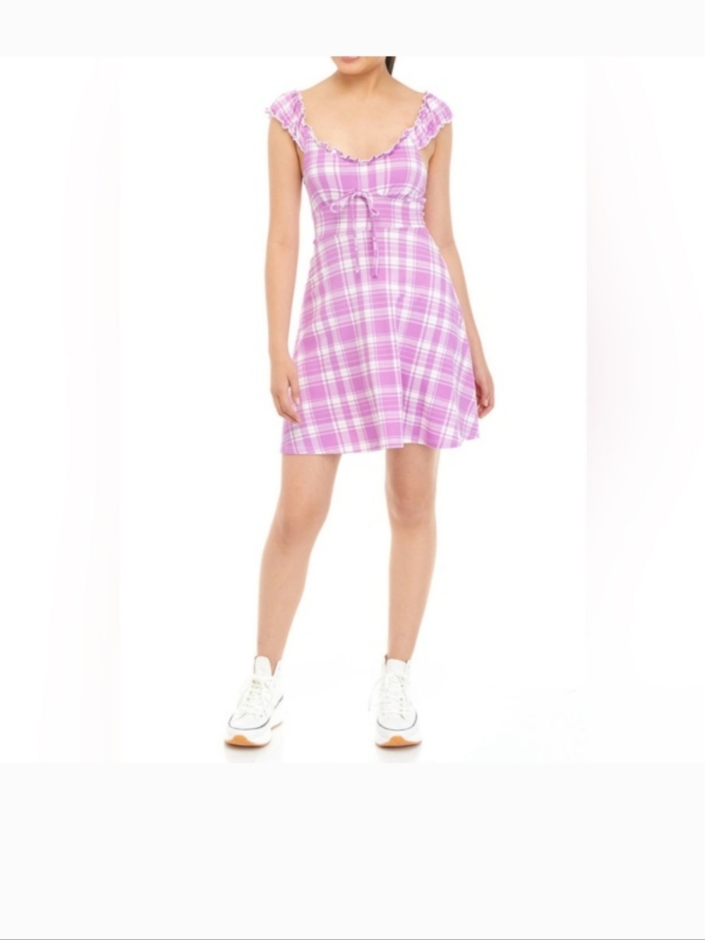 Almost Famous Pink Plaid Mini Dress